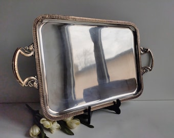 Bandeja antigua estilo Imperio francés, GRANDE, dos asas y marcas del fabricante, alrededor de 1900.