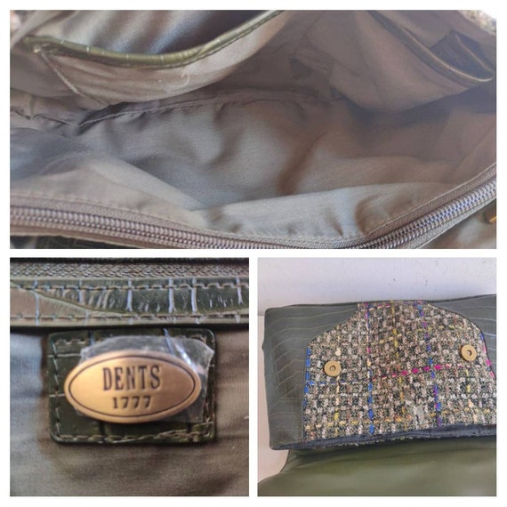 Dents of London Hand Bag in Green Faux Leather With Fabric Trim Little Used. Etsy UK