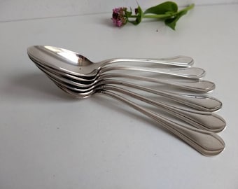French antique, Charles Christofle silver plated spoons, set of 6, circa 1900.