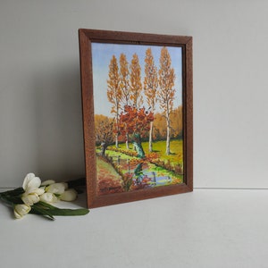 French vintage oil on canvas landscape painting, signed and framed, 1978.
