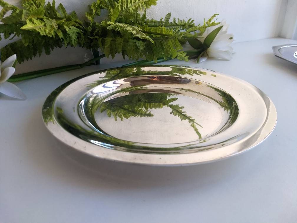 Christofle Français Vintage, Plat de Service Rond, Design Art Déco Estampillé, Vers Les Années 1940.