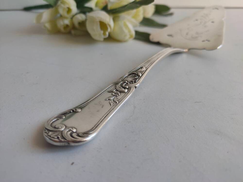 Français Antique, Tranche de Gâteau/Serveur Plaqué Argent Joseph Buisson, Design Art Nouveau Louis X