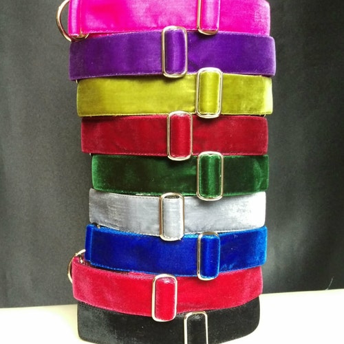 Luxury GREEN VELVET Dog Collar Greyhound Tag Collar Whippet Etsy UK