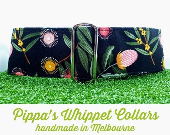 Martingale Collar - Whippet, Greyhound, Italian Greyhound - 1", 1.5" and 2" width - Native Flowers