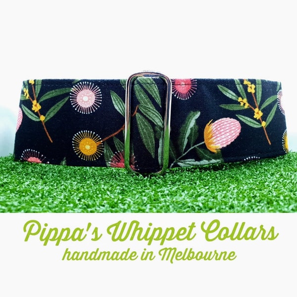 Martingale Collar - Whippet, Greyhound, Italian Greyhound - 1", 1.5" and 2" width - Native Flowers