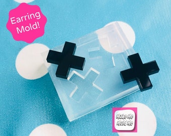 14mm Flat Cross Stud Earring Mold - Silicone Mould Craft Resin EM364 CCC T