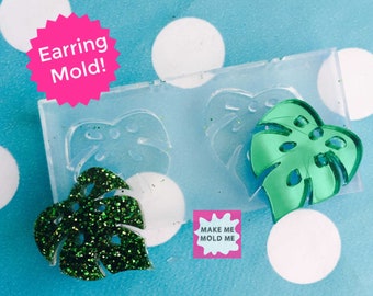 25mm Monstera Leaf Silicone Earring Mold - Resin Earrings Mould EM239