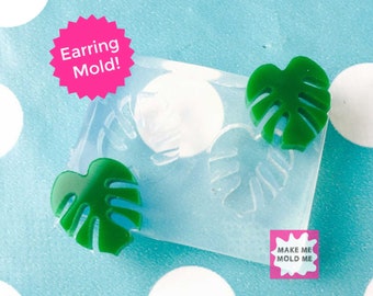 15mm Monstera Leaf Silicone Earring Mold - Resin Mould Stud Shape Tropical EM99 ccc T