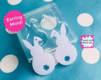 35mm Rabbit Earring Silicone Mold -  Resin Earrings Crafter Mould EM276