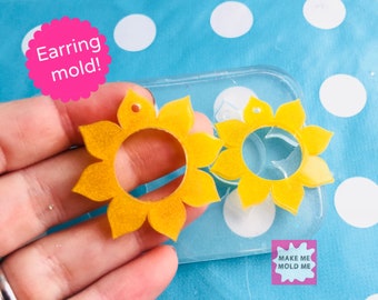 40mm Silicone Sunflower Earring Mold - Resin Mould Crafter EM314 CCC