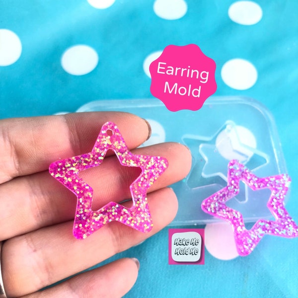 30mm Silicone Flat Cut Out Star Earring Mold -  Mould EM332