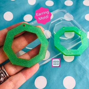 45mm XL Cut Out Octagon Earring Mold - Silicone Mold Craft Resin Earrings EM368 T