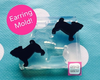 Silicone Earring Pug Dog shape Stud Mold  - Earrings Resin Crafter Mould EM92