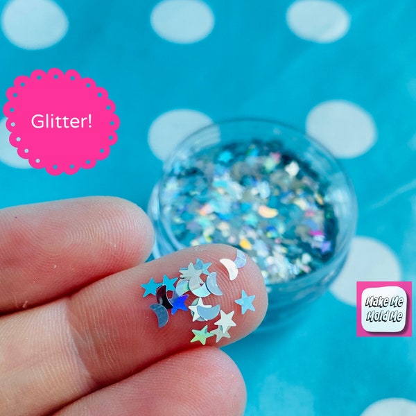 Amazing Moon and Star Iridescent Glitter MM89