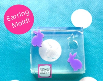 10mm Silicone Earring Mold rabbit bunny stud  EM95