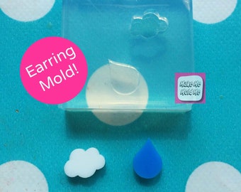 Silicone Earring Rain Drop Cloud shape Stud Mold  -  EM143