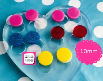 10mm Silicone Circle Disc Stud Earring Mold  -  Resin Crafter Mould Round EM559