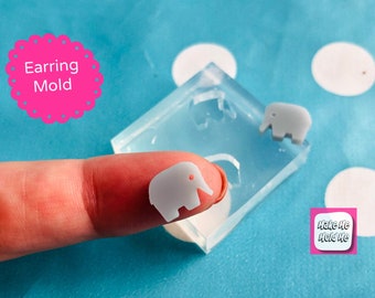 12mm Silicone Earrings Elephant Mold Resin  - Earring Resin Crafter Circus Mould EM481