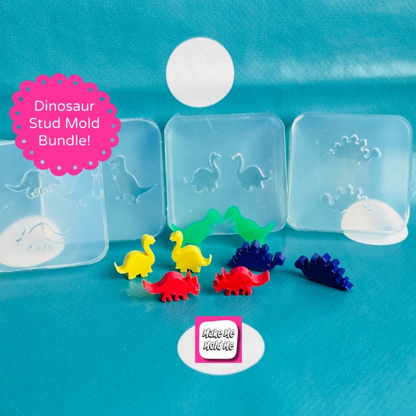 Silicone Dinosaur Earring Mold Bundle! Diplodocus Stegosaurus T Rex EM550