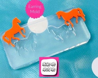 Clear silicone Molds for resin 20mm Horse Pony stud Earring EM800