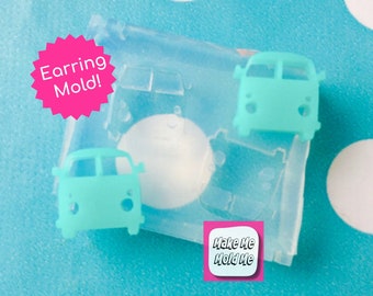 1Clear silicone molds for resin  12mm Silicone Camper Van Stud Earring Mold Vehicle EM164