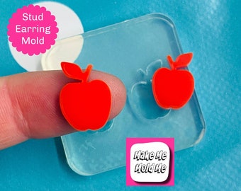 Silicone Earring Apple Stud Mold  - Earrings Resin Crafter Mould Fruit Teacher Gift Shape EM98