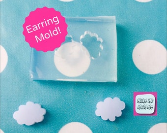 Fluffy Cloud Earring Mold - Silicone Resin Mould Stud Shape Weather EM100 ccc T