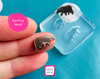 8mm Silicone Polar Grizzly Bear Stud Earring Mold EM567