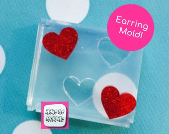 Molde de silicona para aretes de corazón de 12 mm - Molde de resina Crafter Love EM90