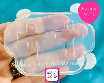 30mm Domed Cross Stud Earring Mold - Silicone Mould Craft Resin