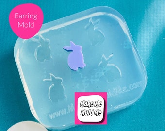 Clear silicone mold for resin 10mm Silicone Earring Mold rabbit bunny stud