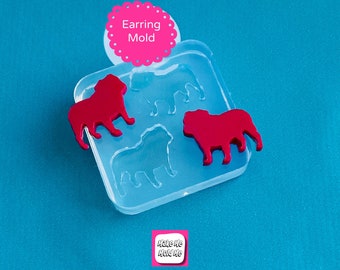 15mm  Silicone  British Bulldog Earring Stud Mold  - Earrings Resin Crafter Mould EM560 ccc T