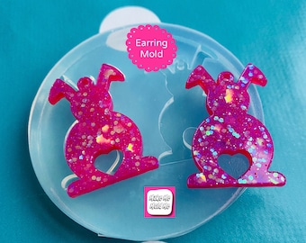 30mm Rabbit Earring Silicone Mold -  Resin Earrings Crafter Mould EM540 T