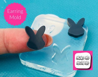 14mm Silicone Earring Mold rabbit bunny face stud