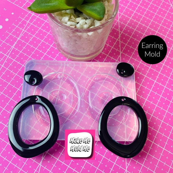Clear Silicone Molds for Resin 45mm Domed Loop Dangle Silicone Earring Mold