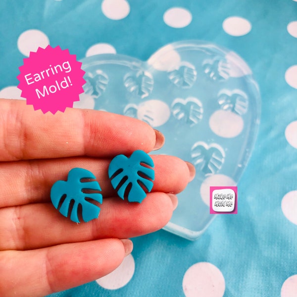 10 x 15mm Monstera Leaf Silicone Earring Mold - Resin Mould Stud Shape Tropical EM393 ccc T