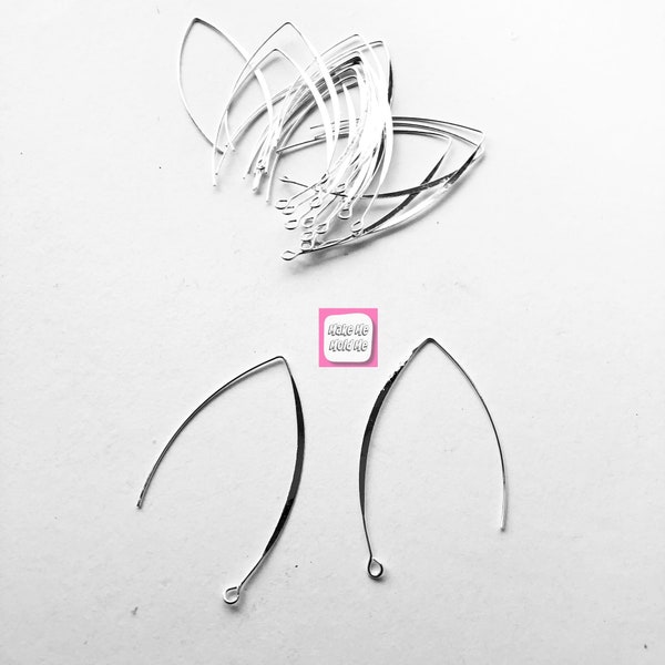 20 x 40mm Silver Plated Fish Hook Kidney wire Earring Findings MM65