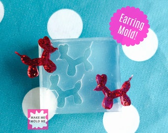 15mm Silicone Balloon Dog Stud Earring Mold - Resin Crafter Mould EM10 ccc T