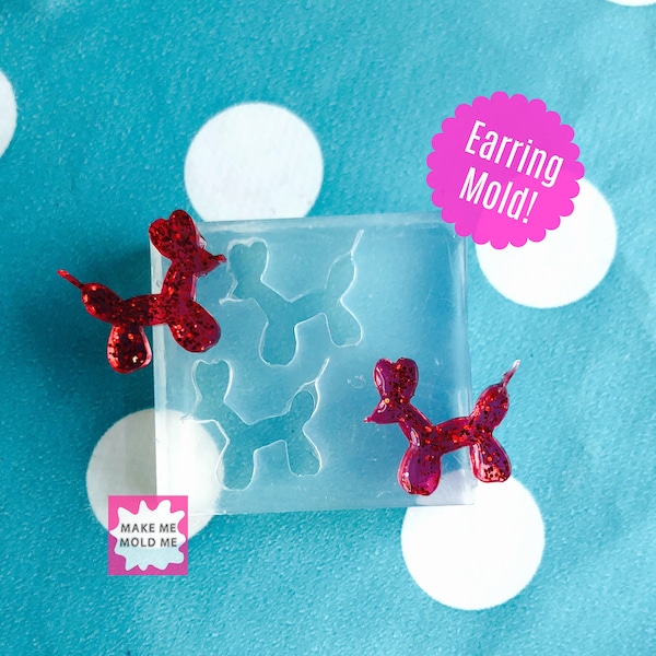 15mm Silicone Balloon Dog Stud Earring Mold - Resin Crafter Mould EM10 ccc T