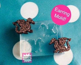10MM Dragon Earring Silicone Stud Mold  - Earrings Resin Crafter Mould Mythical EM217