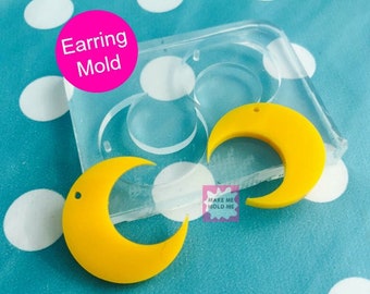 27mm Flat Crescent Moon Silicone Earring Mold - EM390