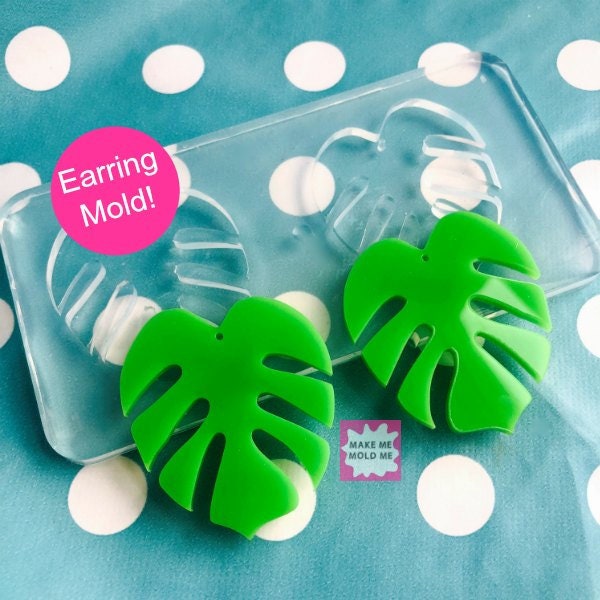 XL 50mm Monstera Leaf Silicone Dangle Earring Mold - Crafter Tropical Mould EM65