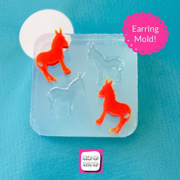 Moules en silicone transparent pour boucle d'oreille en résine 16 mm âne animal de ferme EM06