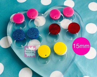 15mm Silicone Earring Circle Disc Mold  - Earrings Resin Crafter Mould Round EM204