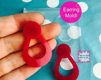 Clear silicone molds for resin  40mm Silicone Stud Earring Drop Loop Mold  - Earrings Resin Crafter Mould Geometric EM206 T