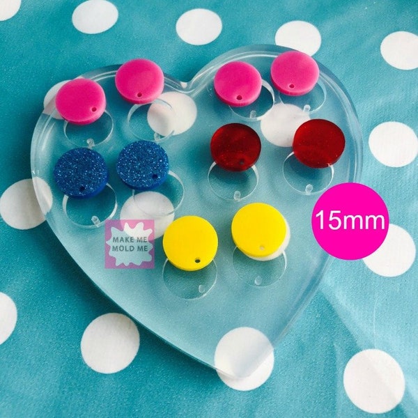 15mm Silicone Earring Circle Disc Mold  - Earrings Resin Crafter Mould Round EM204