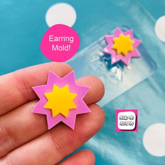 25mm Silicone Starburst Stud Earring Mold - Resin Crafter Mould EM167