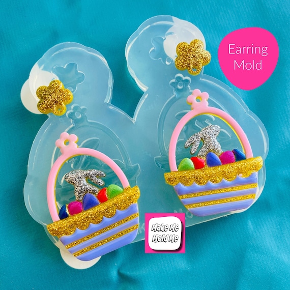 Domed Easter Bunny Egg Basket Earring Mold