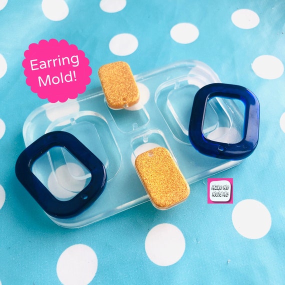 40mm Square Drop Hoop Silicone Earring Mold Resin EM438