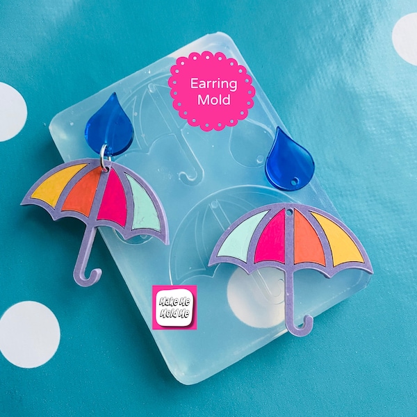 Clear Silicone Molds for Resin 35mm Deluxe Umbrella Earring - Weather Mould EM544